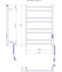 ARDESTO Полотенцесушитель электрический Square-TR K, 770x530х80мм, таймер-регулятор, сталь, черный матовый
