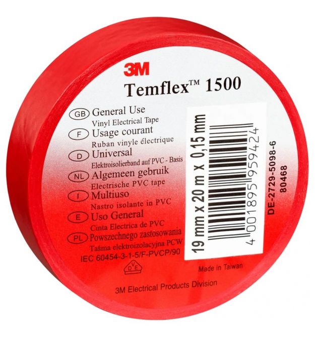 Изолента красная 3М Temflex 1500