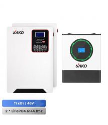 Комплект резервного питания Sako: гибридный инвертор 11kW SUNPOLO-11K 48V+150A MPPT