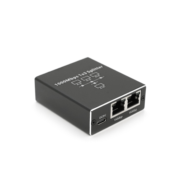 Активний RJ45 сплітер 1-3 порту, підтримує 1000Mbps, with Type-C power supply