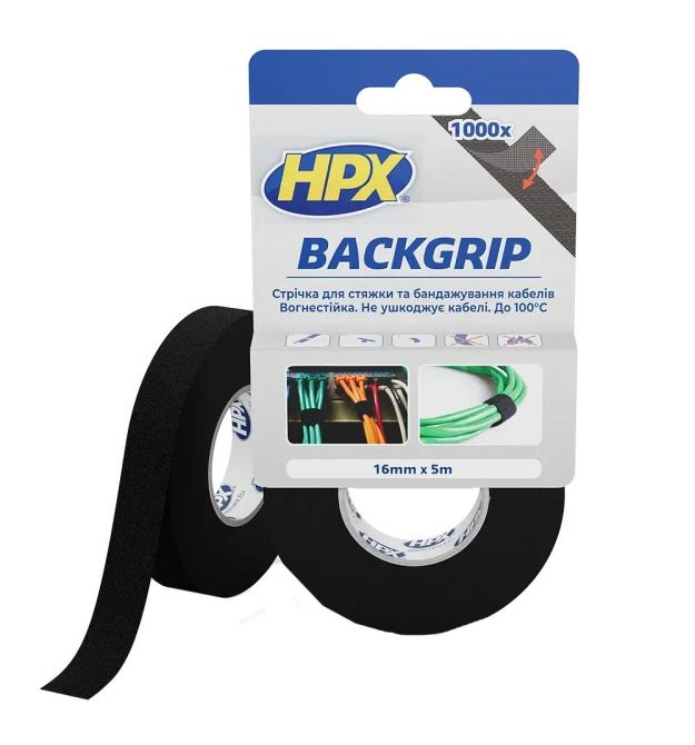 Лента-липучка для бандажа кабелей HPX BACKGRIP BG1605 16х1,25мм 5м