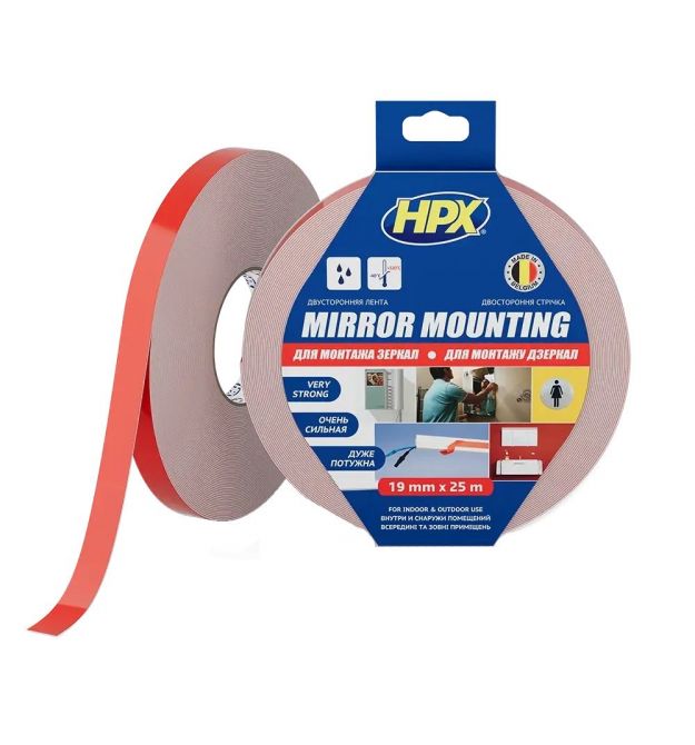 Лента двухсторонняя вспененная для зеркал HPX DS1925 MIRROR MOUNTING 19мм х 25м