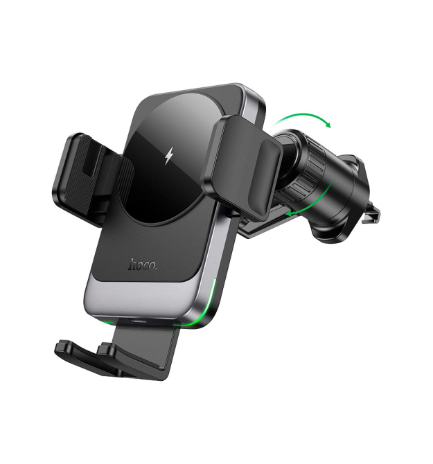 Автоутримувач HOCO HW13+ Wireless Charging 15W, кріплення на решітку, затискач 50-90мм, Black, Box