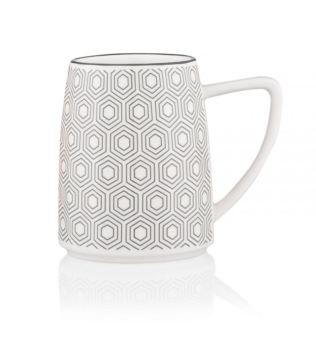 Чашка Ardesto Lamberto, 360мл, порцеляна, біло-сірий