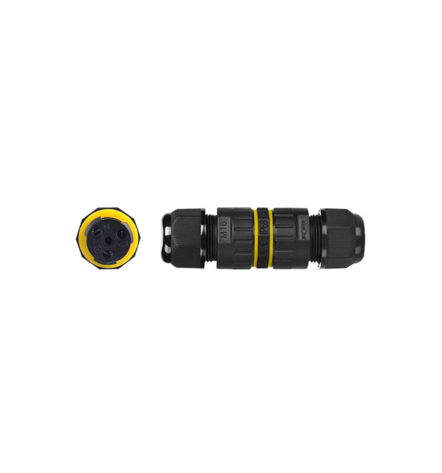 Кабельний з&aposєднувач EW-M16-3P, під кабель 7-10 мм, 3P, 17.5A, 450V, Black