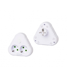Розетка трійник із заземленням F201-White з вимикачем, 2 розетки, 2500W, 10A, 110-250V~Max, Blister