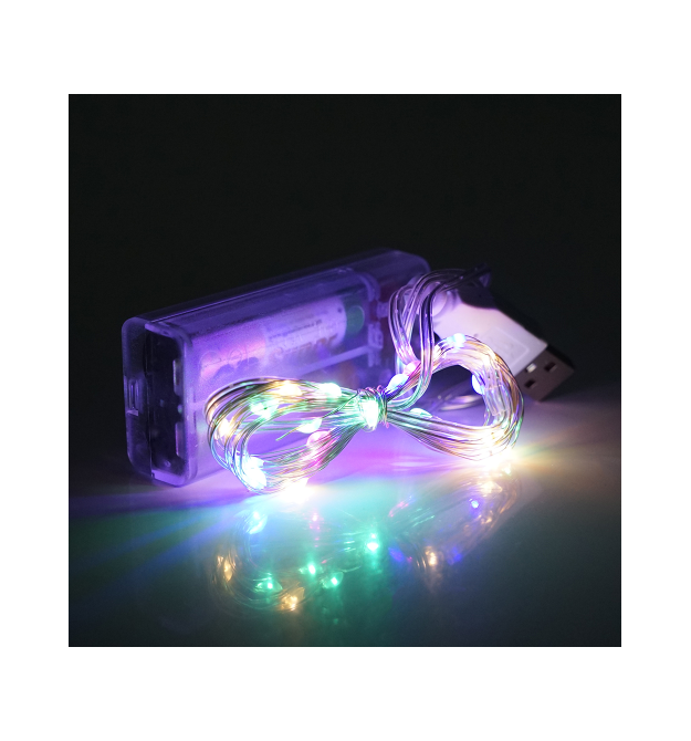 Гірлянди 50LED, 1 режим, 5 метрів, прозора ізоляція, живлення від 3*АА, Mix Color, ОЕМ