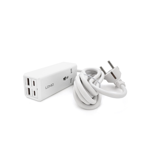 Мережевий фільтр LDNIO SС1418, 1 Розетка + 2 USB +2 Type-C, 2 м, перетин 3х0, 75мм, White, Box