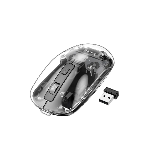 Миша бездротова HOCO GM29, 1600DPI, 2.4GHZ, Black - Transparet, Blister