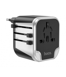 Фільтр HOCO AC5 на 1 розетку + 2 USB, 220В, кабель 1,5м, Black - Gray, Box