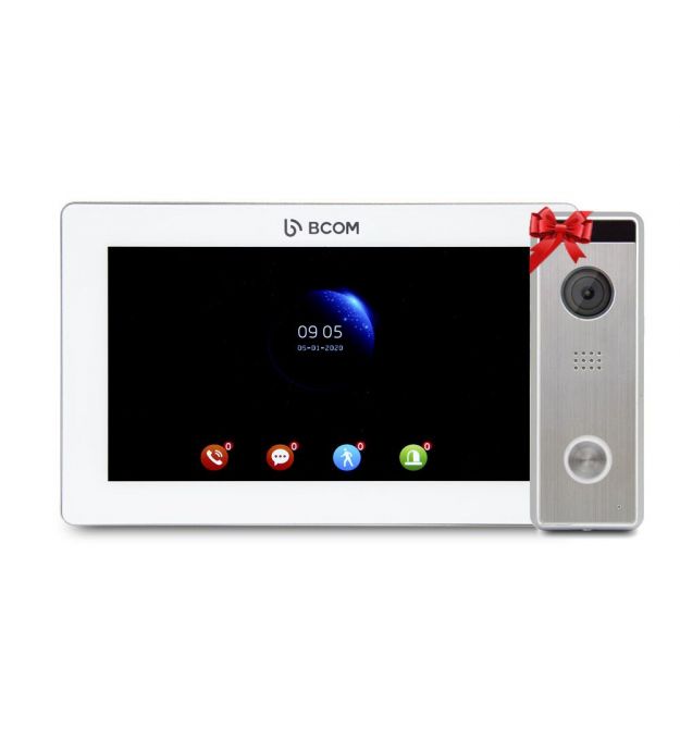 Видеодомофон 7" BCOM BD-770FHD White + Видеопанель Tantos Triniti FHD