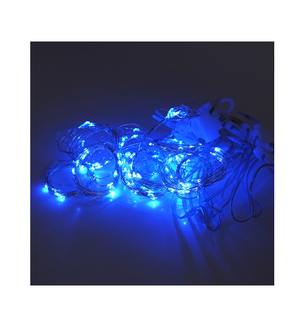 Гірлянда 200LED Штора (Blue), USB+пульт, мідний провід, 8 режимів, 3*2метри, прозора ізоляція, BOX