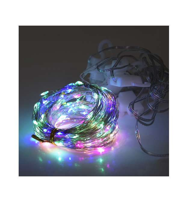 Гірлянда 200LED Штора (Red - Green - Blue - Yellow), USB+пульт, мідний провід, 8 режимів, 3*2метри, прозора ізоляція, BOX