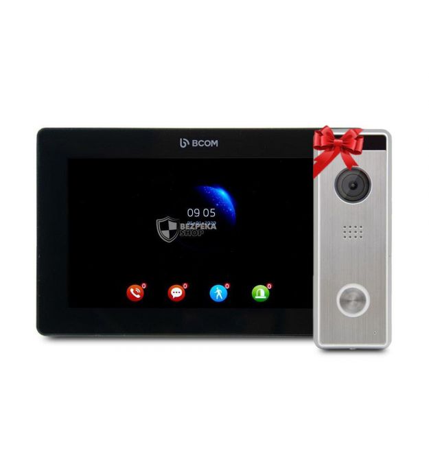 Видеодомофон 7" BCOM BD-770FHD Black + Видеопанель Tantos Triniti FHD