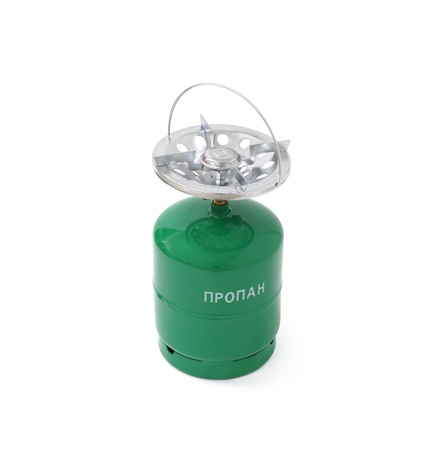 Газовий балон GL-7.2 3кг(7,2л), тиск 18BAR + пальник 20354, Green, Q4
