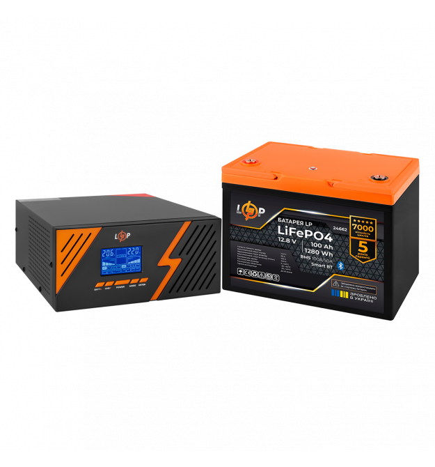 Комплект резервного питания LogicPower B1500 Black + литиевая (LiFePO4) батарея 1280Wh