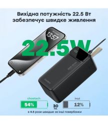 Повербанк 50000mAh Choetech B732 Black 22.5W QC3.0 PD3.0