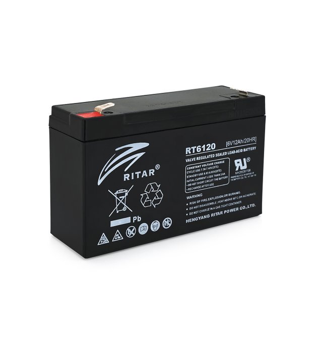 Аккумуляторная батарея AGM RITAR RT6120A, Black Case, 6V 12Ah ( 150 х 50 х 93 (99) ), 1.66kg Q10