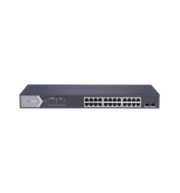 24 портовий гігабітний POE комутатор Hikvision DS-3E1526P-SI, 24x RJ45 POE(1000M) та 2xSFP (1000M), 320 x 90 x 530 мм