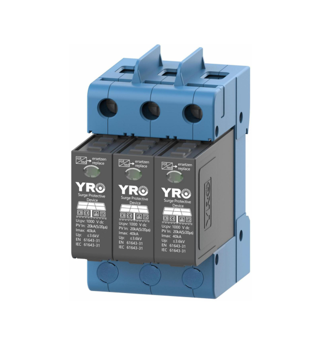 Фотогальваническая защита от перенапряжения постоянного тока YRSP-D2 DC SPD 3P 20-40KA 1000Vdc T2 трехполюсный