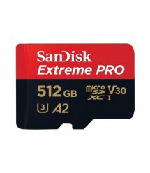 Карта памяти miсroSDXC 512GB SanDisk Extreme PRO с SD-адаптером class 10 UHS-I U3 V30