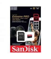 Карта памяти miсroSDXC 512GB SanDisk Extreme PRO с SD-адаптером class 10 UHS-I U3 V30