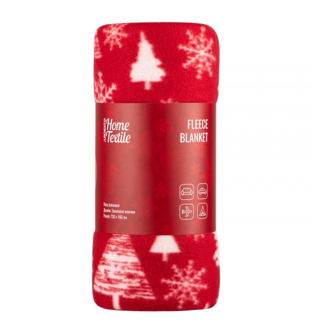 Плед Ardesto Christmas Fleece 130x160см, 100% поліестер, засніжені ялинки