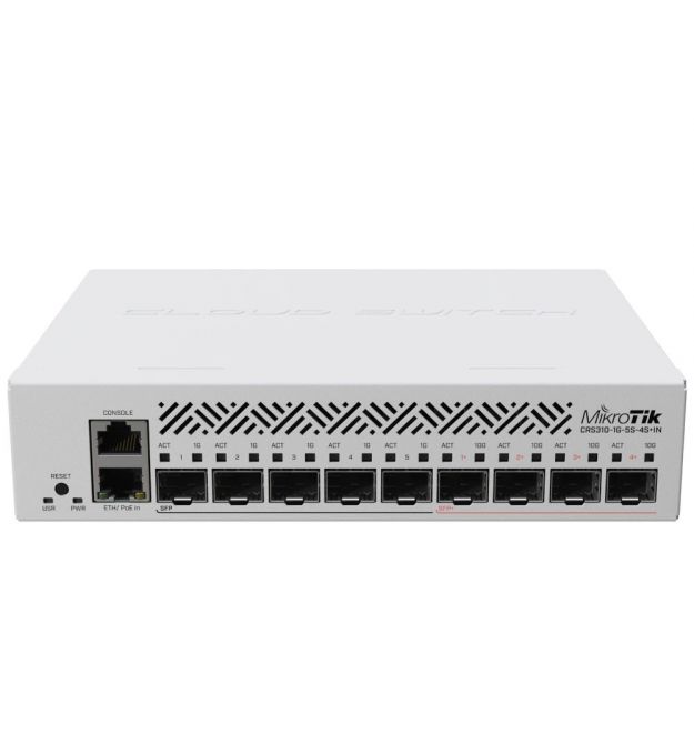Коммутатор 9 портов управляемый MikroTik CRS310-1G-5S-4S+IN 10G SFP+