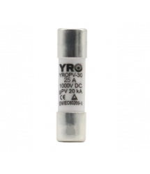 Плавкий запобіжник YROPV-30, 25A, 1000Vdc, 10&amptimes38mm, постійна напруга, 20 штук в упаковці, ціна за 1 штуку