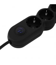 Подовжувач мережевий 2E Plus 3хТип F, 3х1мм кв, 10A, 3м, чорний