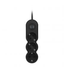 Подовжувач мережевий 2E Plus 3хТип F, 3х1мм кв, 10A, 3м, чорний