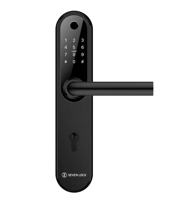 Умный дверной биометрический замок SEVEN LOCK SL-7768BF (85мм) black (без врезной части)