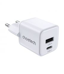 Мережевий зарядний пристрій Choetech PD5012 mini PD30W GAN A+C White