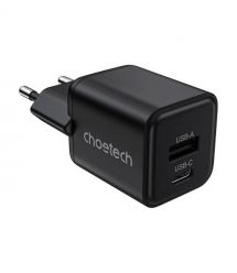 Мережевий зарядний пристрій Choetech PD5012 mini PD30W GAN A+C Black