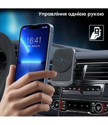 Автомобильное зарядное устройство для Choetech T206-F Black беспроводная зарядка, магнитный крепеж