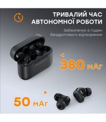 Бездротові навушники Choetech BH-T15 Black TWS, Bluetooth 5.2, ANC+ENC