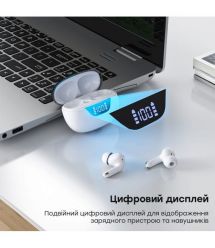 Беспроводные наушники Choetech BH-T60 White TWS, Bluetooth 5.3, ANC+ENC, LED-дисплей