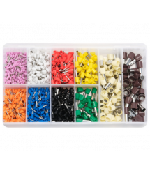 Набір клем - наконечників 1230шт(E0308v-300,E0508o-200,E2508bl-100,E1008b-150,E1508r-120,E4009gr-100,E7508w-200,E6012g-30,E1012b