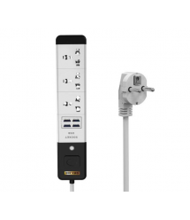Мережевий подовжувач Senmaxu SMX-888, 3 Universal Socket + 4 USB, 1,5м, Grey, Box