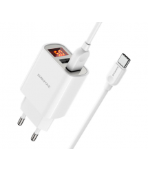 Набір BOROFONE BA58A СЗУ 1xUSB+ кабель Type-C, 2.1A, 1м, White, Blister-box