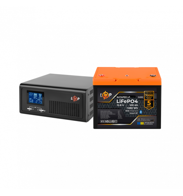 Комплект резервного живлення LP(LogicPower) ДБЖ + літієва (LiFePO4) батарея (UPS В1000 + АКБ LiFePO4 1280W)