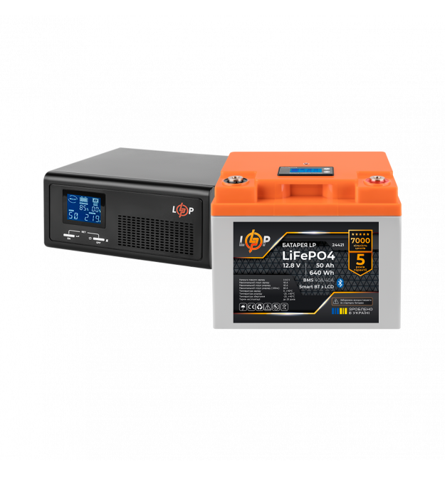 Комплект резервного питания LP(LogicPower) ИБП + литиевая (LiFePO4) батарея (UPS В430VA + АКБ LiFePO4 640W)