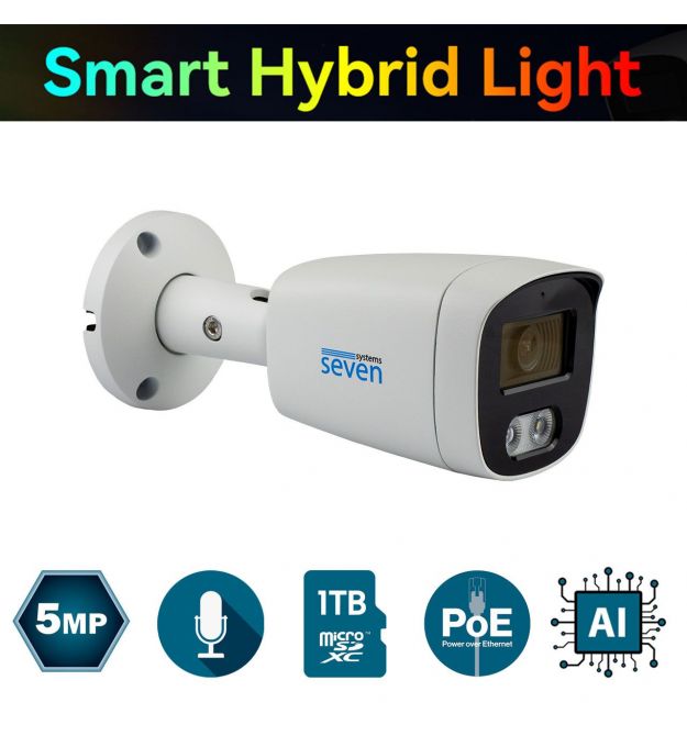 IP-видеокамера 5 Мп SEVEN IP-7225PA-DL white 2,8 мм с умной двойной подсветкой