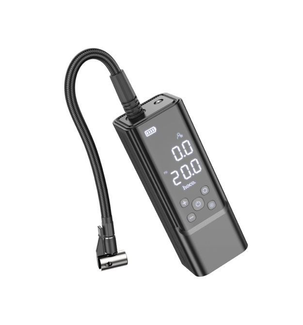 Портативний повітряний насос HOCO ZP7, до 10 атм, вбудований акумулятор 5000mAh, ліхтарик, Black, Box