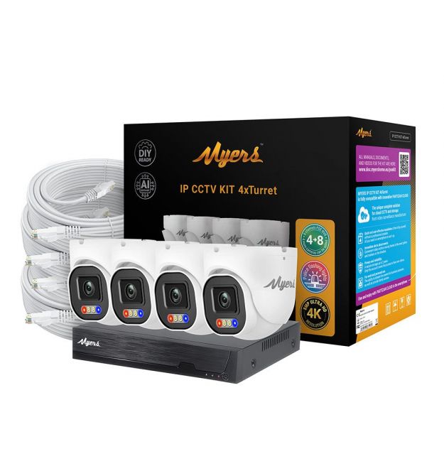 8.0 MP (4K) Набор для помещений 8CH IP KIT 8MP 4xTurret FADA