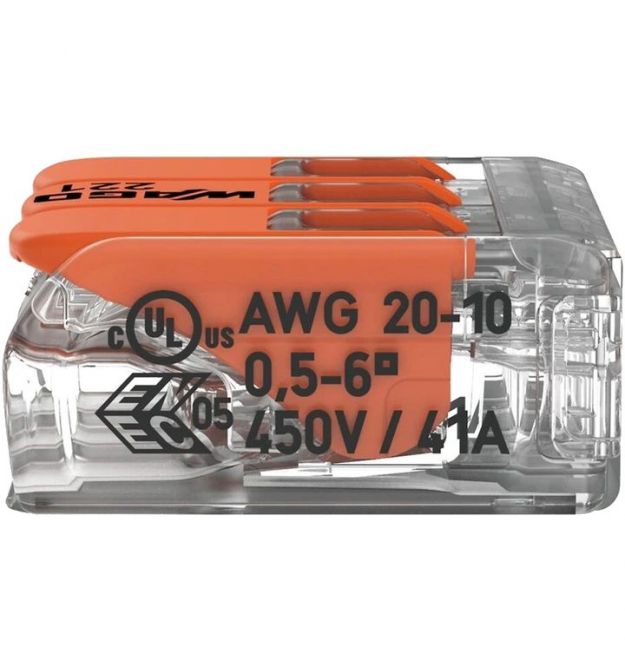 Клемма WAGO COMPACT 221-613 3 0,5-6 мм2 (41А)