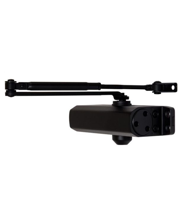 Доводчик двери от 75 до 100 кг SEVEN DC-7744HP black (с механизмом фиксации)