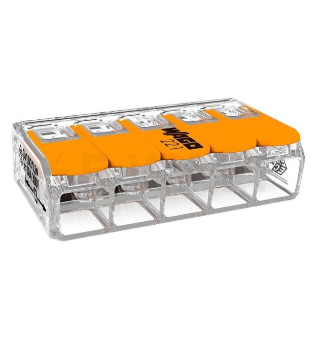 Клемма Wago COMPACT 221-615 5-проводов 0,5-6мм2