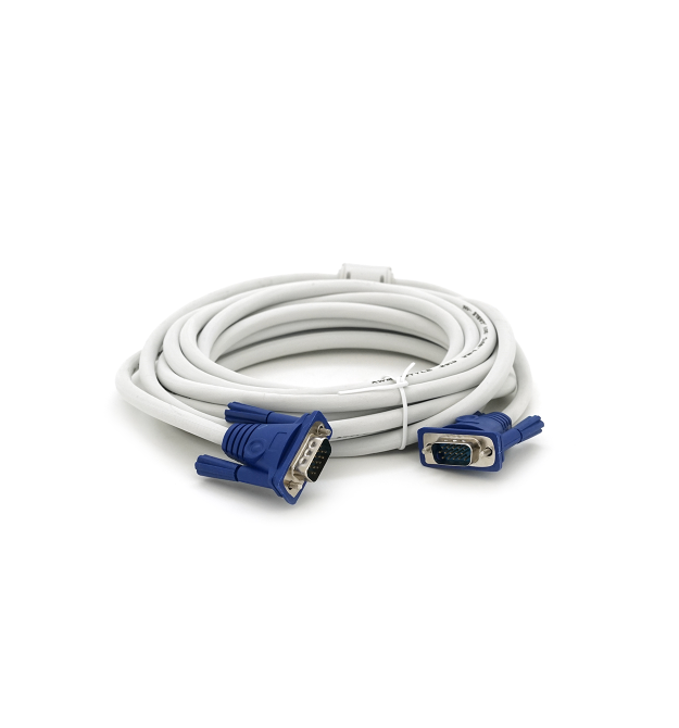 Кабель Merlion VGA 5m, male to male (тато-тато), 1 ферита, білий, пакет Q50
