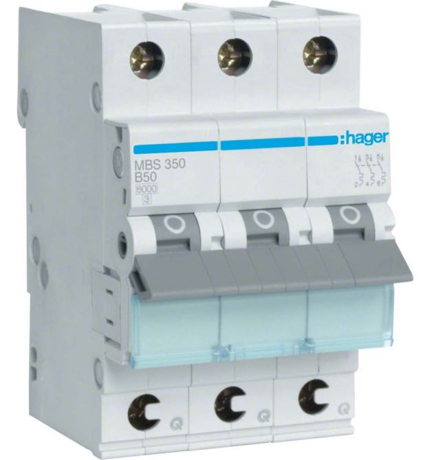 Автоматичний вимикач QC 3P 6kA B-50A 3M